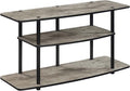 Convenience Concepts Designs2Go No Tools 3-Tier Wide TV Stand 42" - Entertainment Center for TVs up to 46 Inches, Modern TV Mount with Shelves for Living Room, Faux Birch/Black