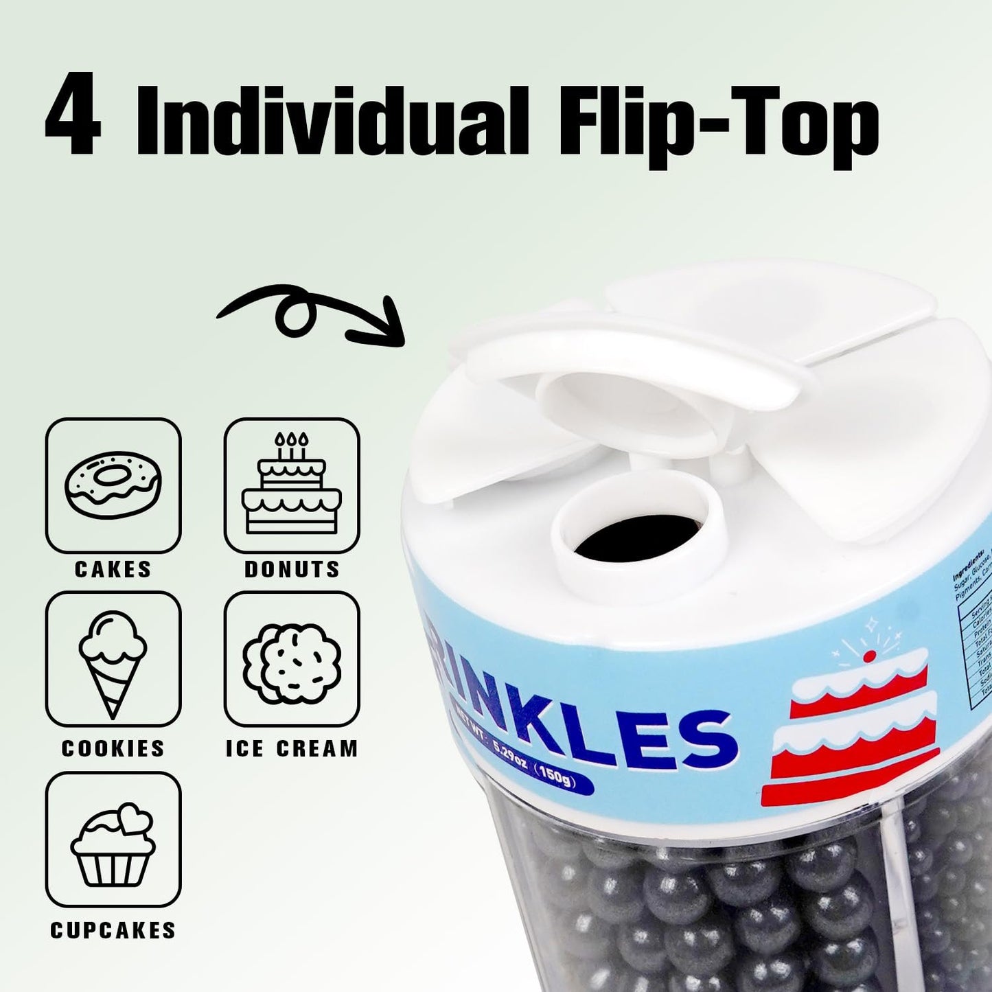 Dazzjoy Black Pearl Sprinkles for Cake Decorating, Food Grade, Edible Pearls for Cake Decorating, 150g/5.29oz, Cake Decoration & Cupcake Topper, Wedding Party Valentines Supplies