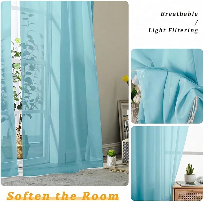 Gwine Sheer Curtains for Living Room 45 inch Length - Image 5