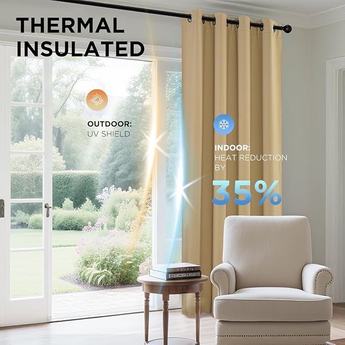 Joydeco Blackout Curtains 63 Inch Length 2 Panels Set, Thermal Insulated Long - Image 4