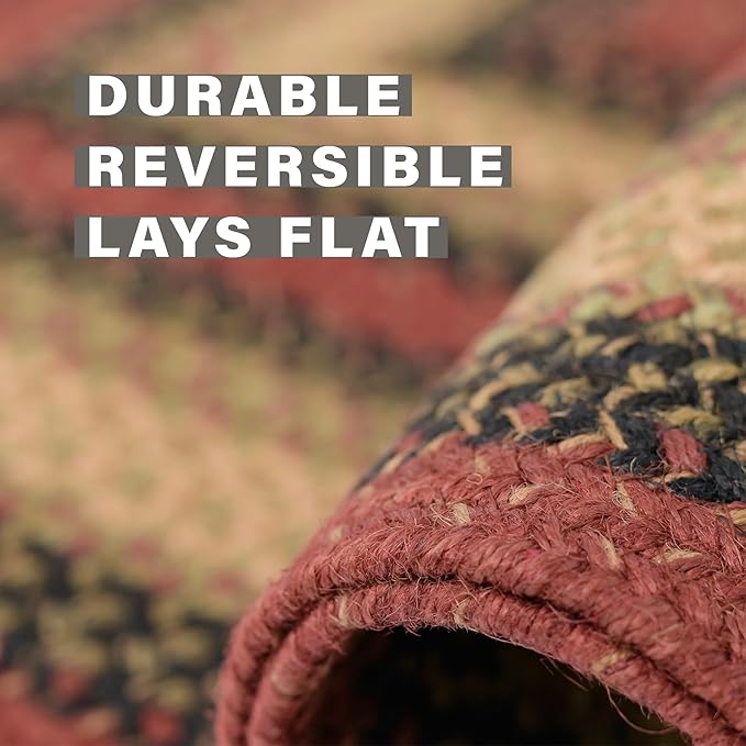 Highland Multicolor Jute Braided Oval Rug, 20x30 - Warm Country and Lodge Decor, Perfect for Laundry Rooms, Kitchens and Entryways - Reversible and Easy to Clean