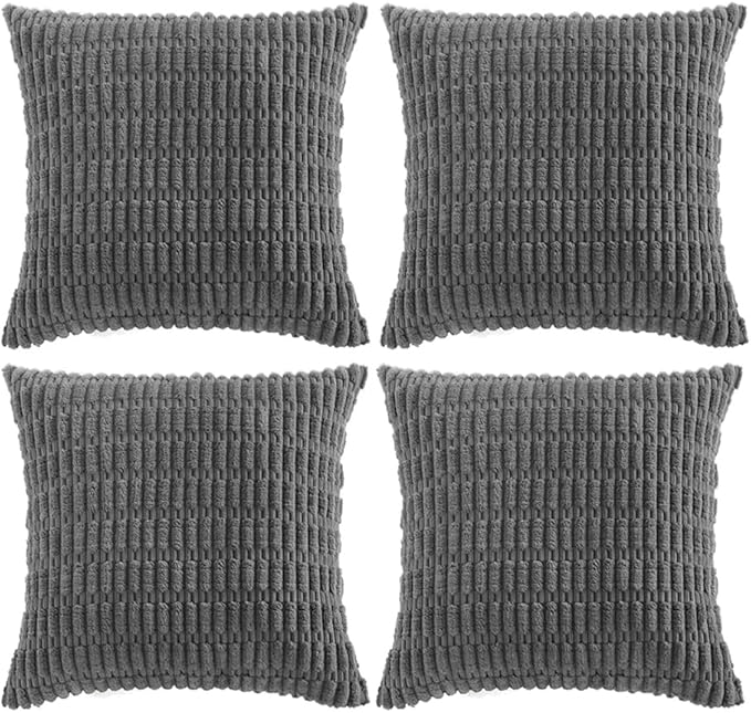 Fancy Homi 4 Packs Dark Grey Decorative Throw Pillow Covers 22x22 Inch by Fancy+Homi
