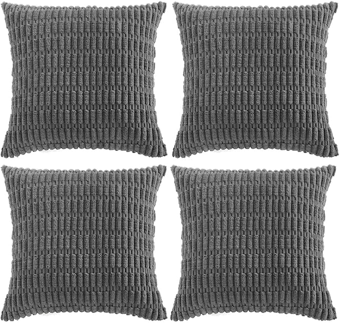 Fancy Homi 4 Packs Dark Grey Decorative Throw Pillow Covers 20x20 Inch by Fancy+Homi