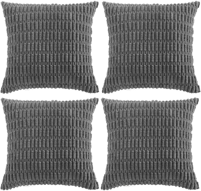Fancy Homi 4 Packs Dark Grey Decorative Throw Pillow Covers 18x18 Inch by Fancy+Homi