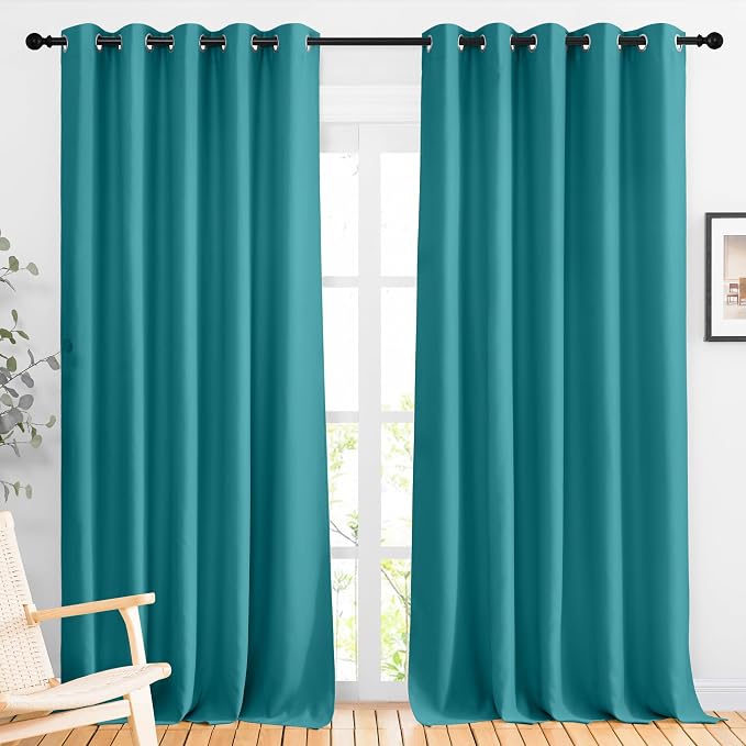 NICETOWN Peacock Teal Blackout Living Room Curtains, Grommet Thermal Curtains by NICETOWN