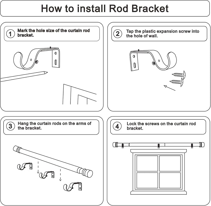 Byondeth Curtain Rods for Windows 16 to 170 Inches Adjustable Length 1 Inch - Image 8