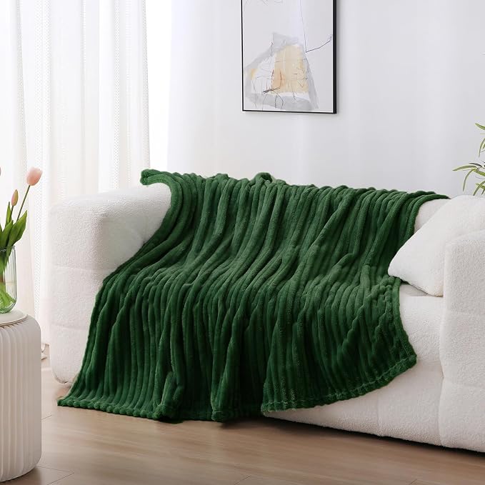 Dark Green Fleece Throw Blanket 50”×70” - Image 2