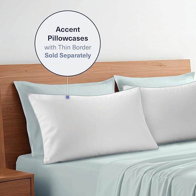 Kickoff Viscose Bamboo Sheets Twin Size 3-pc 100% Organic Bamboo Viscose Bed Cooling Sheets Twin Size Set Cool Bedding for hot Sleepers Sheet, Flat, Fitted, Pillowcase (Coastal Blue, T)