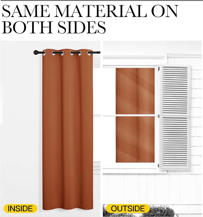 NICETOWN Bedroom Halloween Curtains 48 inches Long, Burnt Orange Privacy and - Image 6