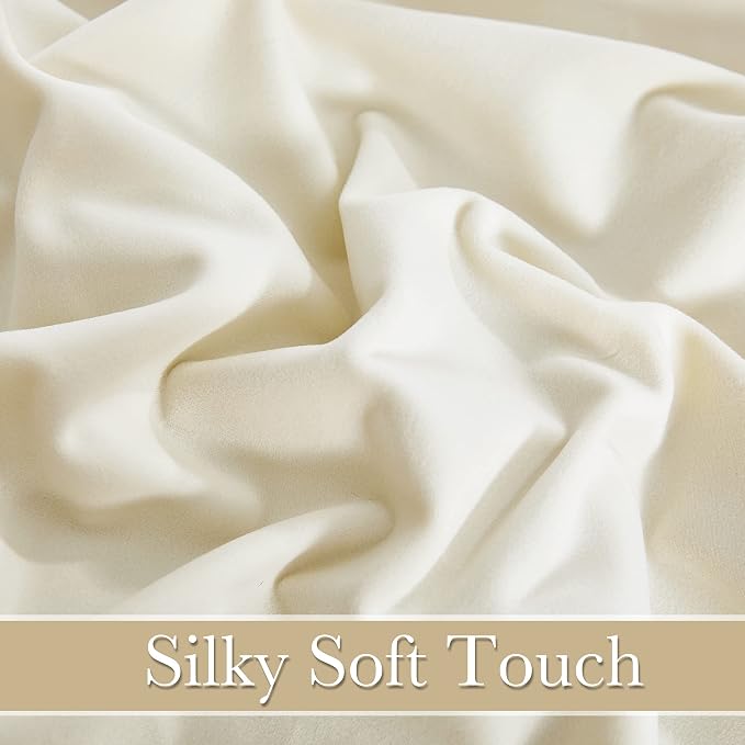RYB HOME Ivory White Velvet Curtains 63 inches - Image 3