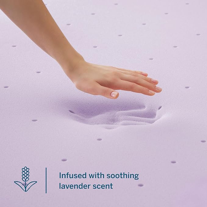 LUCID 3 Inch Lavender Infused Memory Foam Mattress Topper - Ventilated Design - Queen Size