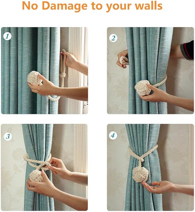 Melaluxe 2 Pack Curtain Tiebacks - Image 4