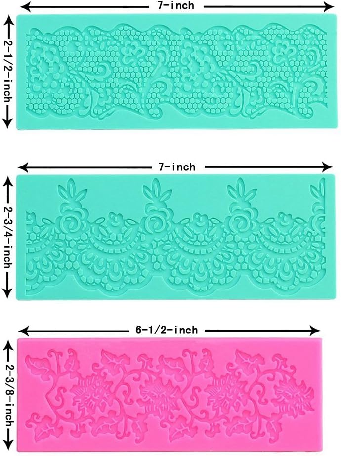 Embossing Lace Fondant Moulds, Multi Circle Flowers Lace Mat Wedding Cake Decoration Tool, Rattan Shaped Cupcake Mat Silicone Molds set of 5