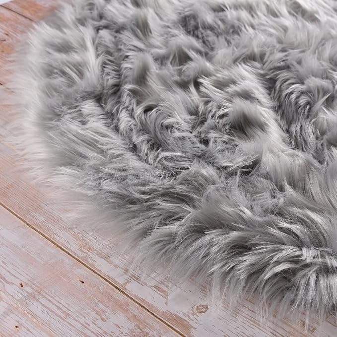 ORINOVA Silver Grey Furry Washable Faux Shaggy Fur Rugs - Image 7
