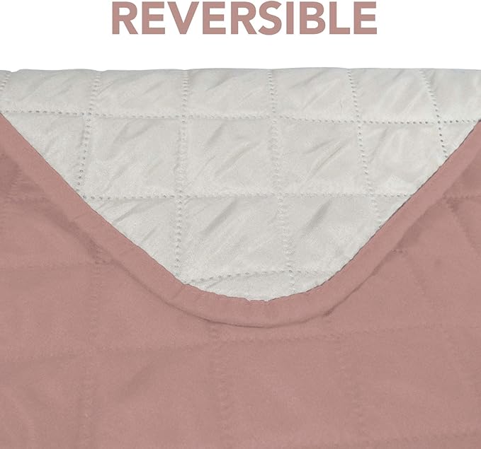 PureFit Reversible Sofa Cover Water Resistant Recliner Couch Cover, Machine Washable Furniture Cover with Adjustable Strap for Dogs, Pets (Recliner, Pink/Ivory)