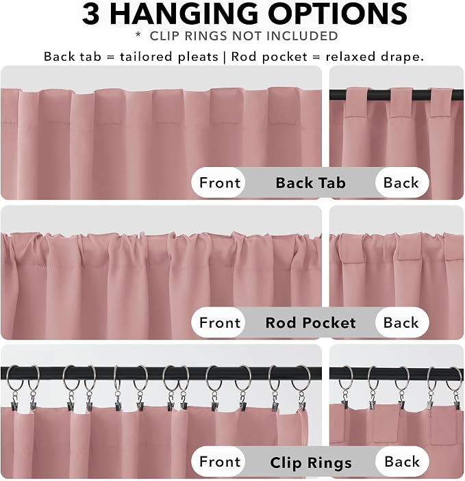 Deconovo Room Darkening Curtains Solid Back Tab and Rod Pocket Curtains Thermal - Image 2