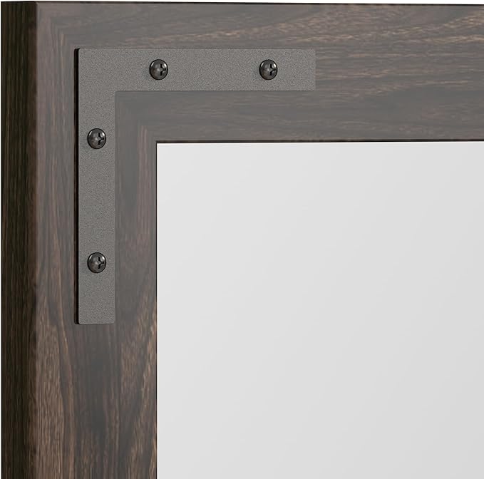 VocalStar Black Wood Framed Mirror 28 x 40 Inch, Rustic Natural Black Wooden Rectangle Bathroom Vanity Wall Mirror for Farmhouse Boho Decor, 1/4-inch Shatterproof Glass | Waterproof