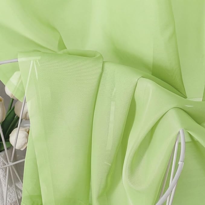Aiyufeng Lime Sheer Curtains 84 Inches Long 2 Panels Set - Image 7
