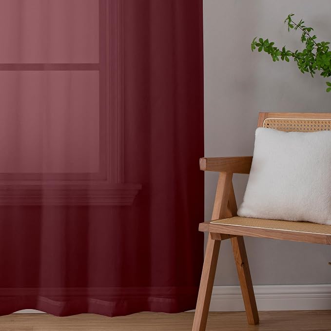 Aiyufeng Sheer Window Curtain Panels 90 Inch Long 2 Pieces, Voile Top Dual Rod - Image 7
