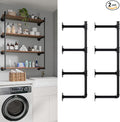 Industrial Pipe Shelf Brackets Wall Mount,Open Black Pipe Shelving for Kitchen,Floating Shelf Brackets Mount,Open Bookshelf Brackets for Shelves,Wall Shelves 12 Inch Deep,(2PcsX4Tier,47" Tall)