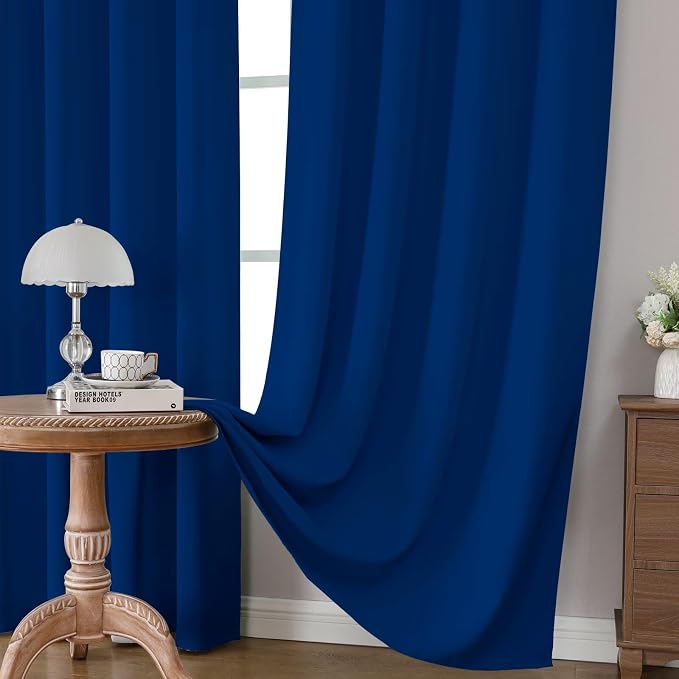 CUCRAF Royal Blue Blackout Curtains 108 inch Length 2 Panels Set, Rod Pocket - Image 5