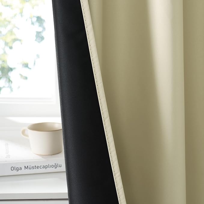 RYB HOME Bedroom Blackout Curtains 63 inches Long, 100% Blackout Thermal - Image 3