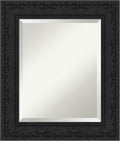 Amanti Art Black Bathroom Mirror for Over Sink, 27x23 Luxe Black Rectangle Vanity Mirror, Small Traditional Frame, Hangs Horizonally and Vertically, Bathroom Wall Decor, Beveled Edge