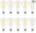 LED Edison Bulbs Dimmable, E26 Bulb 60 watt Equivalent, Cool White 4000K, ST58 Vintage Light Bulbs, 90+ CRI, 6W 600LM, E26 Medium Base, Clear Glass, 10 Pack