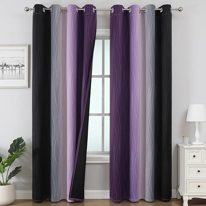Estelar Textiler Black and Purple Ombre Blackout Curtains 90 Inches Long 2 by ESTELARTEXTILER
