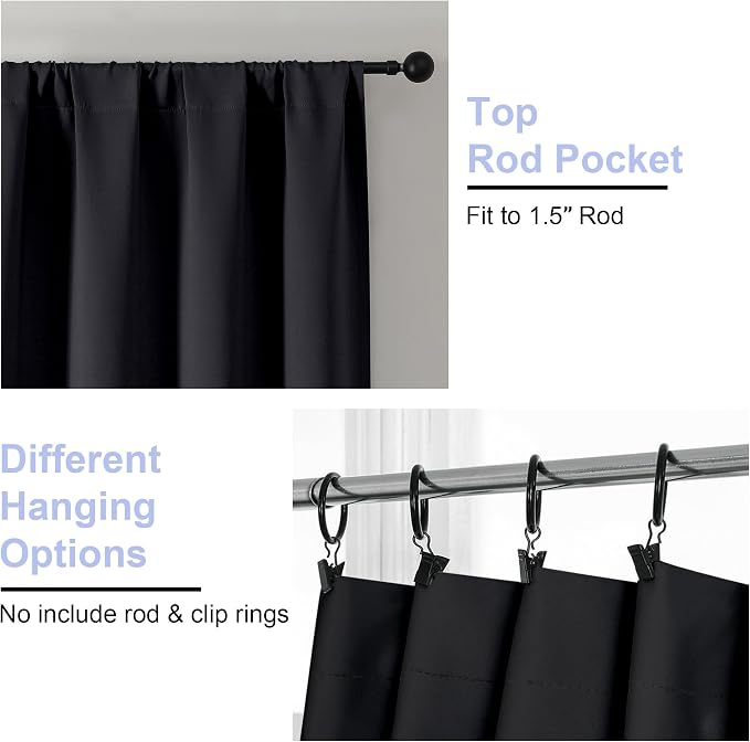 Simplebrand Black Blackout Curtains - Image 4