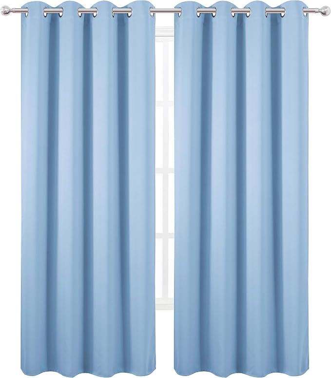 LEMOMO Sky Blue Thermal Blackout Curtains/52 x 108 Inch/Set of 2 Panels Room - Image 2