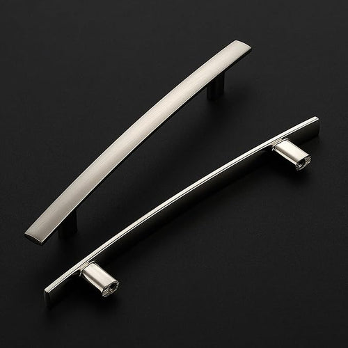 15 Pack Cabinet Handles 5" Hole Center - Curved Cabinet Pulls Brushed Nickel Drawer Pulls for Kitchen Cupboard Solid Hardware for Dresser Drawer Arch Hardware
