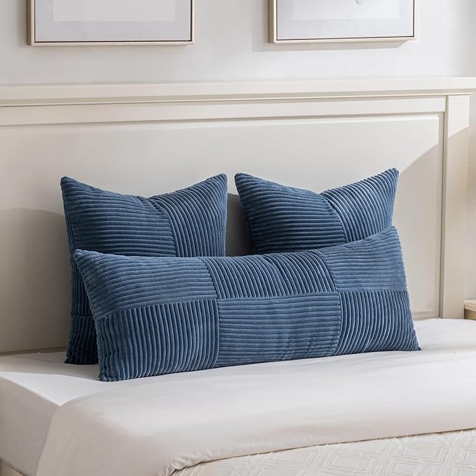 Fancy Homi 2 Packs Dusty Blue Decorative Throw Pillow Covers 20x20 Inch - Image 5