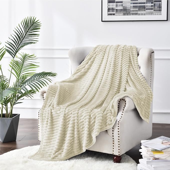 BEDELITE Fleece Throw Blanket for Couch – 3D Ribbed Jacquard Soft and Warm - Image 7