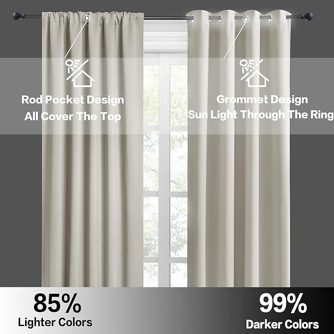 RYB HOME Short Curtains for Bedroom, Room Darkening Insulated Summer Heat Light - Image 4