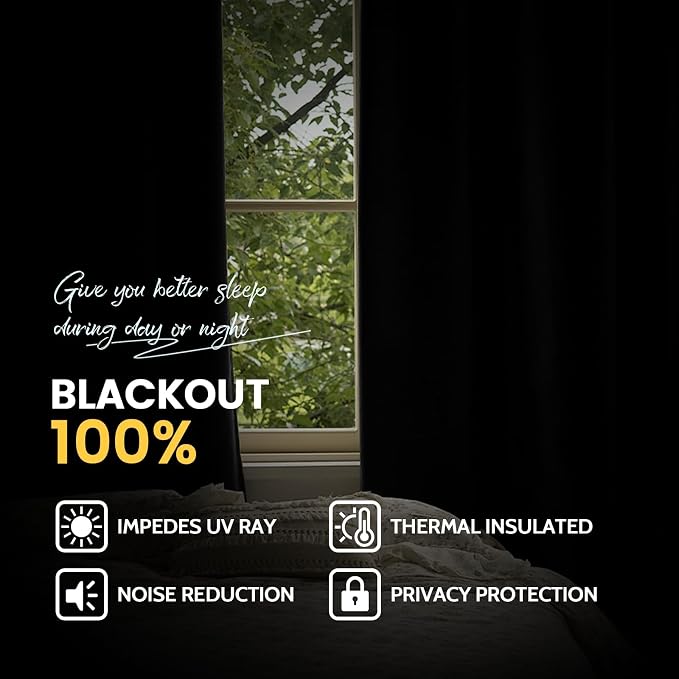 Yakamok Grey Room Darkening 100% Blackout Curtains Grommet Extra Wide Window - Image 7