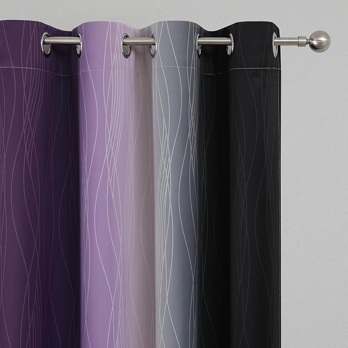 Estelar Textiler Black and Purple Ombre Blackout Curtains - Image 4
