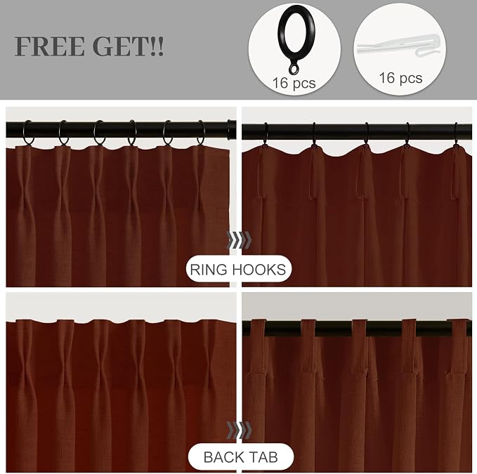 IVAPUPU 90 Inch Linen Blend Curtains 2 Panel Set - Image 4