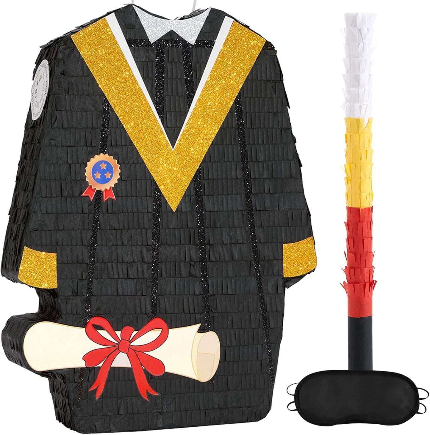 WERNNSAI Graduation Piñata - Graduation Gown Piñata with Blindfold and Bat Graduation Party Game Decorations for College School Elementary Kindergarten Party Games Supplies (12.5" x 16.5" x 3")