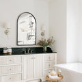 Arched Wall Mirror for Bathroom, 20"x30" Black Modern Metal Frame for Entryway Living Room Bedroom Wall Decor