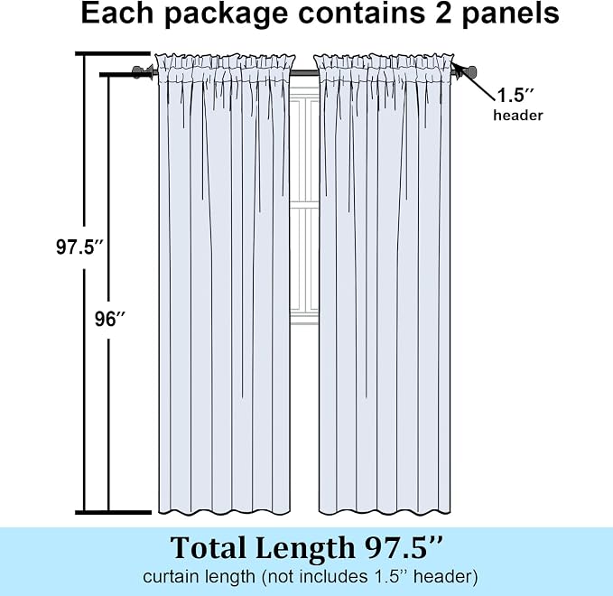 Simplebrand Sage Green Semi Sheer Curtains 96 Inches Long 2 Panels, Light - Image 7