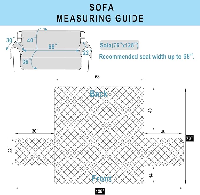 Reversible Couch Cover for 3 Cushion Couch for Pet Friednly Sofa Cover for Dogs - Image 7