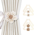 SRG 4pcs Handmade Rope Curtain Tiebacks | Boho Flower Curtain Holdbacks | by SRG