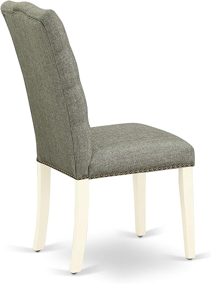 East West Furniture X027EL207-7 7 Piece Kitchen Table Set Consist of a Rectangle Dining Table with X-Legs and 6 Gray Linen Fabric Parsons Dining Chairs, 40x72 Inch, Multi-Color