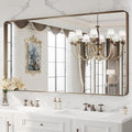 WEER 60x30 Inch Bronze Bathroom Mirror for Vanity, Brushed Bronze Metal Frame Rounded Rectangle Mirror with Tempered Glass, Anti-Rust (Horizontal/Vertical)
