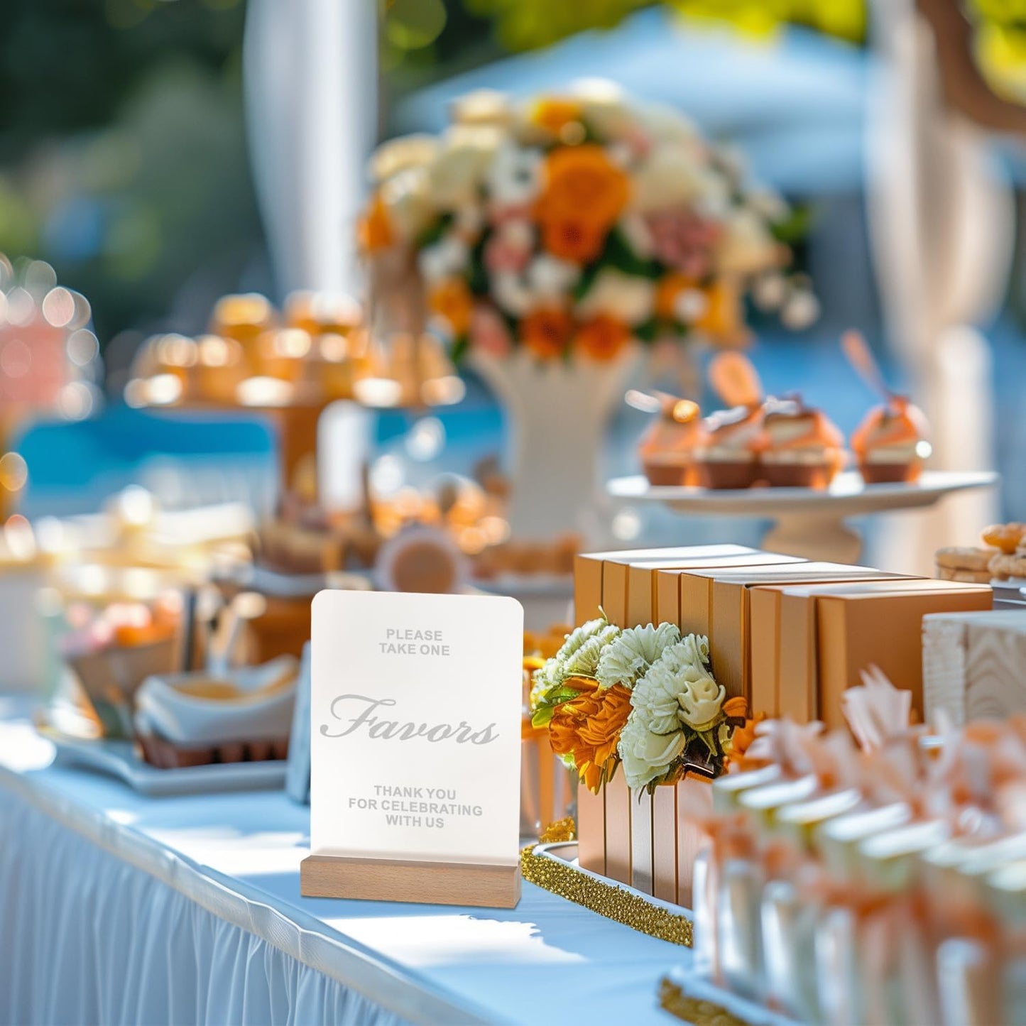 Frosted Blank Rectangle Acrylic Sign with Wooden Stands - 10 Pack DIY Customizable Sign Kit for Wedding Table Numbers, Restaurant Party Bridal Shower (5x7 Inch)