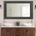 YOSHOOT Rustic Wooden Framed Wall Mirror, 40x30 Inch, Natural Wood and Iron Bathroom Vanity Mirror for Farmhouse Decor, Vertical or Horizontal Hanging