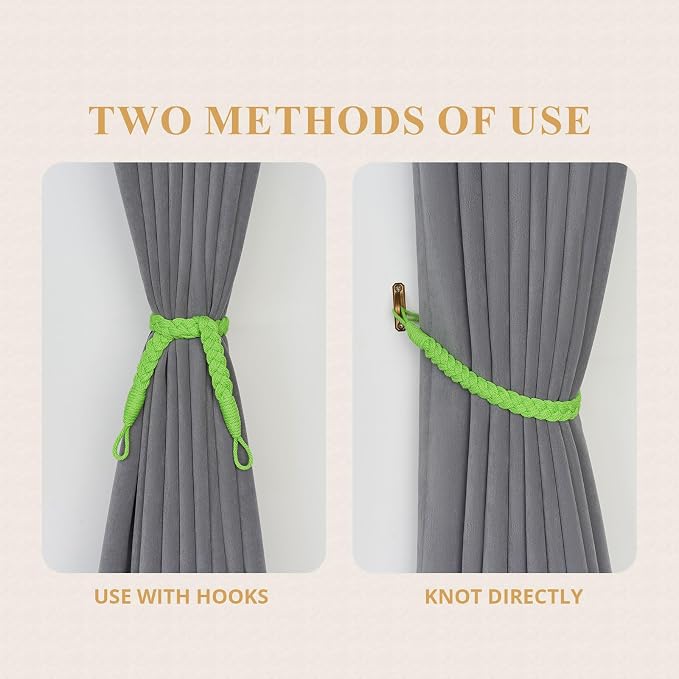 NICEEC 4 Pack Natural Cotton Rope Curtain Tiebacks Elegant Boho Style - Image 5