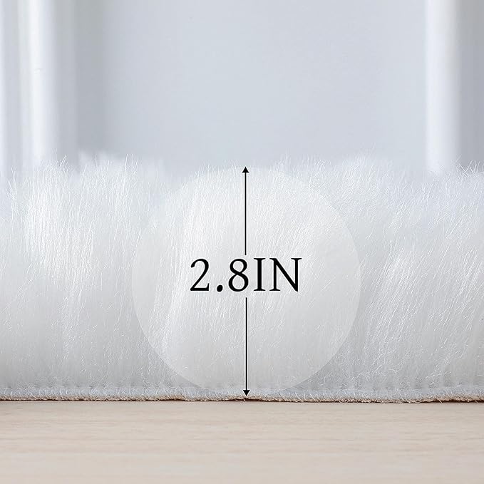 linmopm Faux Fur Rug Sheepskin Shag Fluffy Fuzzy 5x7 ft White Rugs - Image 2