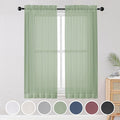 OWENIE Sheer Curtains, Sage Green Sheer Curtains 63 inch Length 2 Panels Set by OWENIE